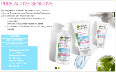 Muestras Gratis Garnier – PURE ACTIVE SENSITIVE