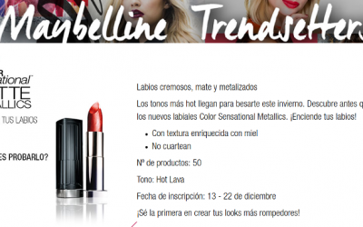 Prueba gratis el labial Color Sensational Matte Metallics de Maybelline